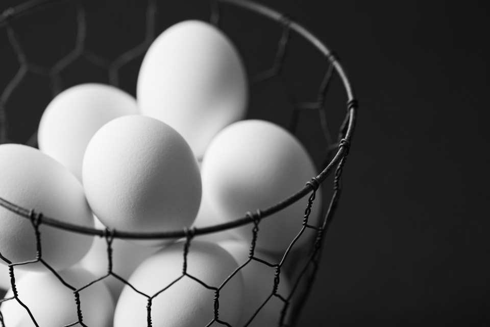 A basket of fresh eggs