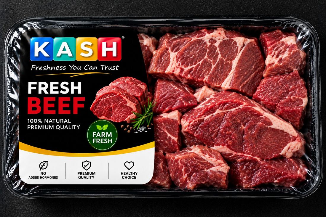 KASH fresh beef, packaged