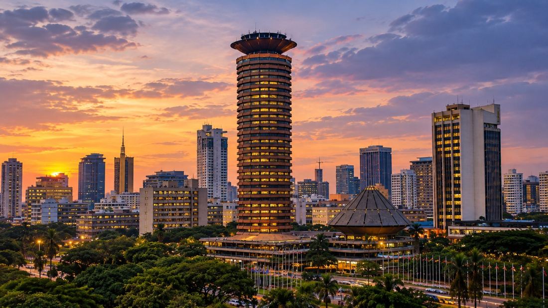 Nairobi skyline at dusk